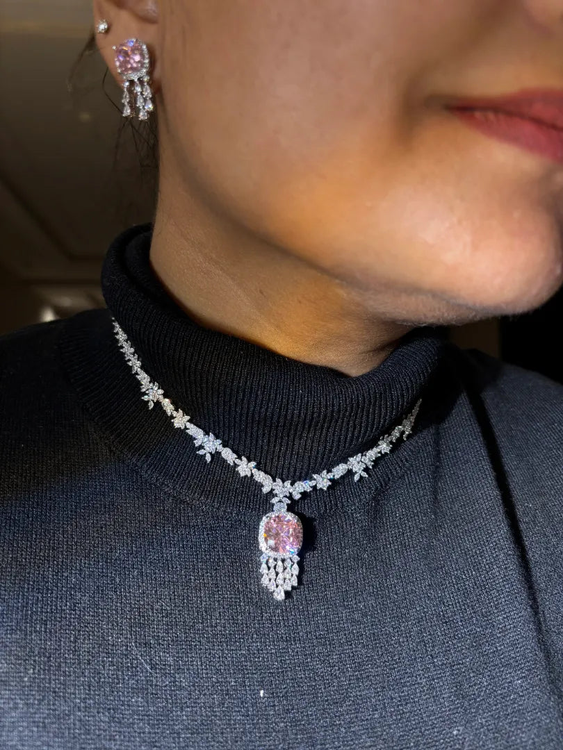Aurora Rosaline Pink Sapphire Pendant Set
