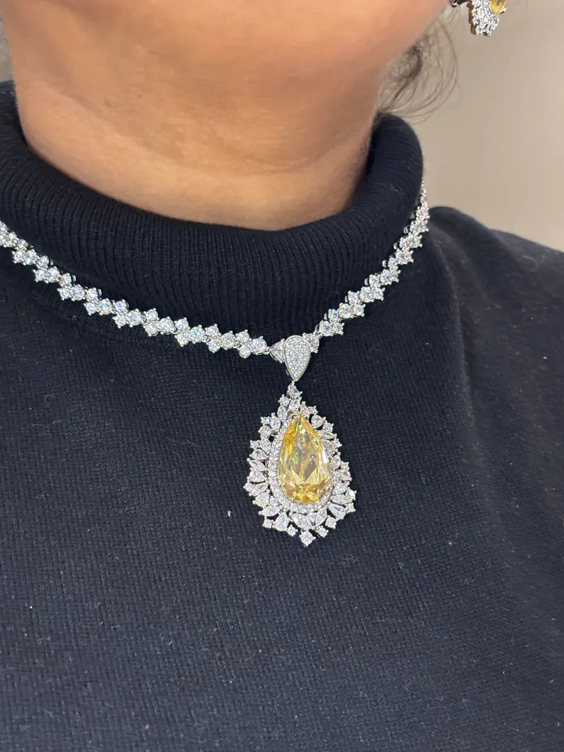 Aurora Golden Veil Citrine Pendant Set