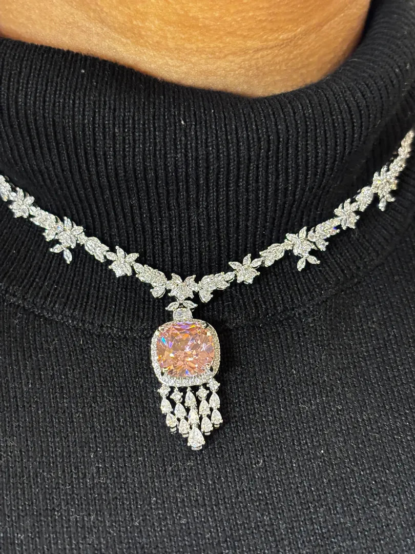 Aurora Rosaline Pink Sapphire Pendant Set
