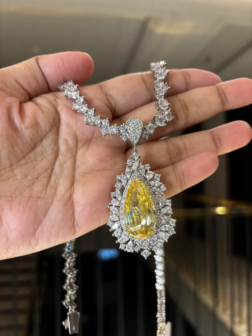 Aurora Golden Veil Citrine Pendant Set