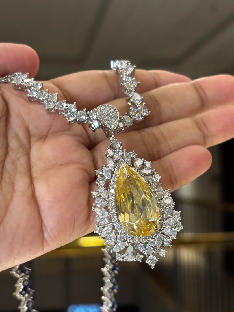 Aurora Golden Veil Citrine Pendant Set