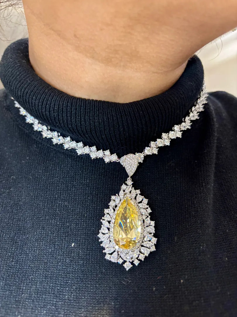 Aurora Golden Veil Citrine Pendant Set