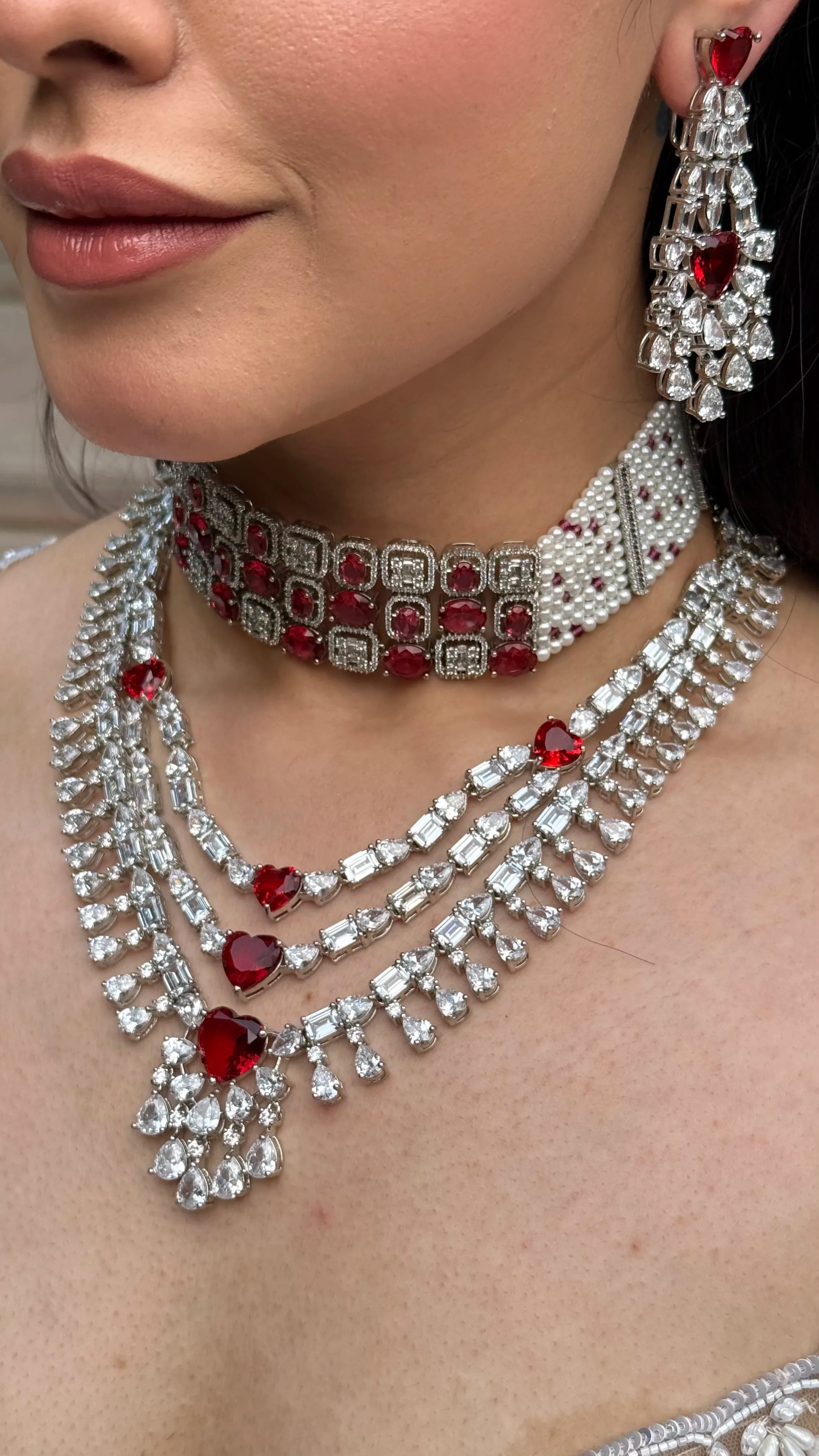 Lustre of Love Ruby Choker with Pearlwork